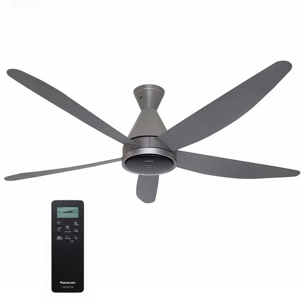 Quat-tran-Panasonic-5-canh-F-60HAN-mau-xam Quạt trần 5 cánh Panasonic F-60HAN có điều khiển - Ảnh 1